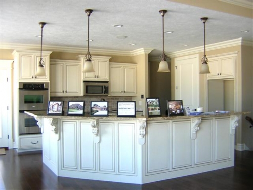 Mitered Doors and Drawers Painted Antique White with Van Dyke Brown Glazing