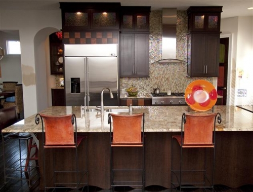 Checker Board Refrigerator Cabinet with Whimsical Island Back