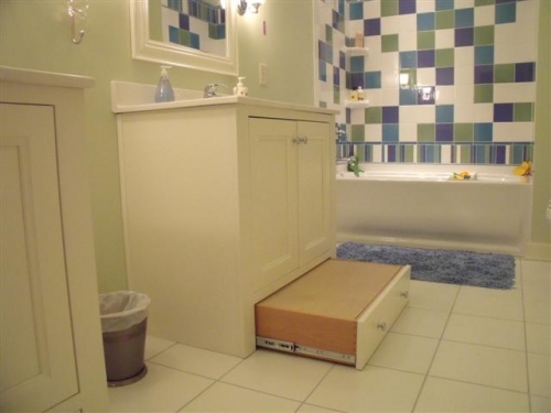 Vanities Made with a Step that Becomes a Drawer as Your Child Gets Taller