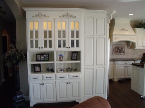 Glass Cabinets with Beadboard Backing