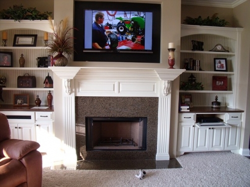 Bookcase with Beadboard Back and Custom Mantle