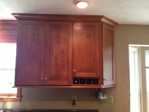 Wine Cubbies Built into Wall Cabinet